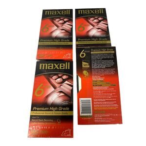 Lot of 4 Maxell High‎ Grade VHS T-120 6 Hour Video Cassette Tapes Sealed Blank